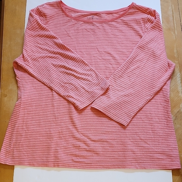 Talbots Pink Ribbed Long Sleeve Tee - Picture 4 of 7